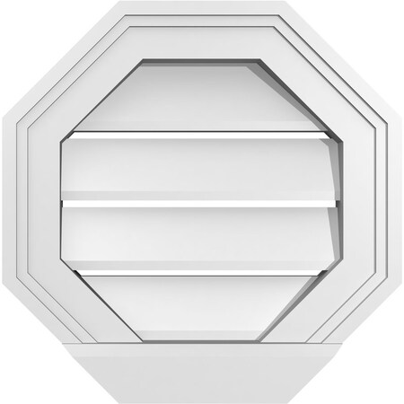 Ekena Millwork Octagonal Surface Mount PVC Gable Vent: Functional, w/ 2"W x 2"P Brickmould Sill Frame, 14"W x 14"H GVPOC14X1403SF